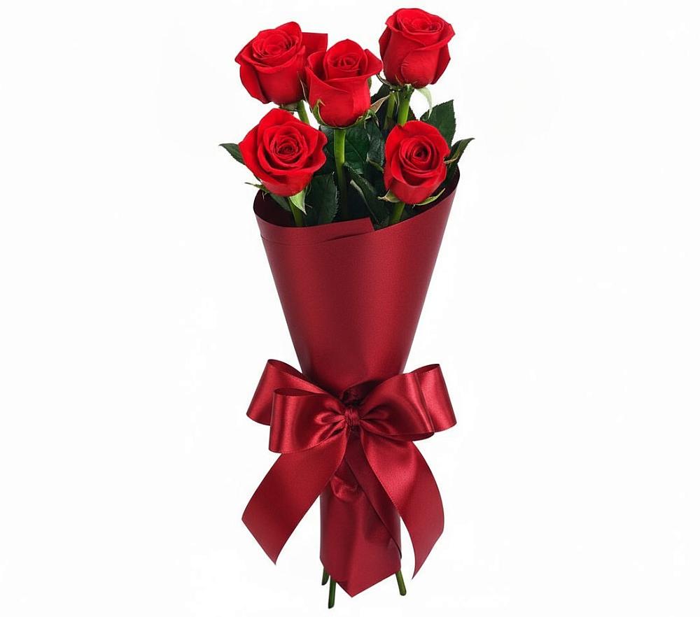 Букет 5 Красных роз Эдлесс Лав в Григорьевской
