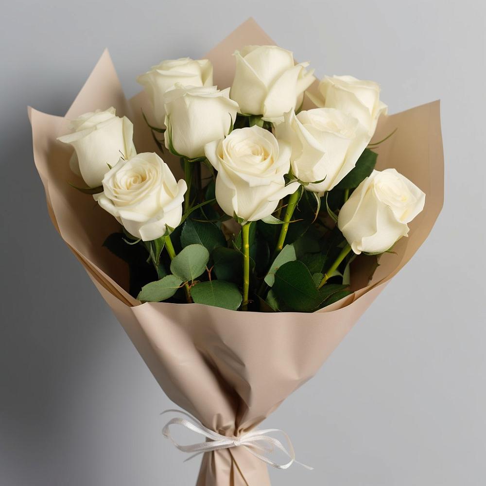 Букет 9 Белых роз Эдлесс Лав в Григорьевской