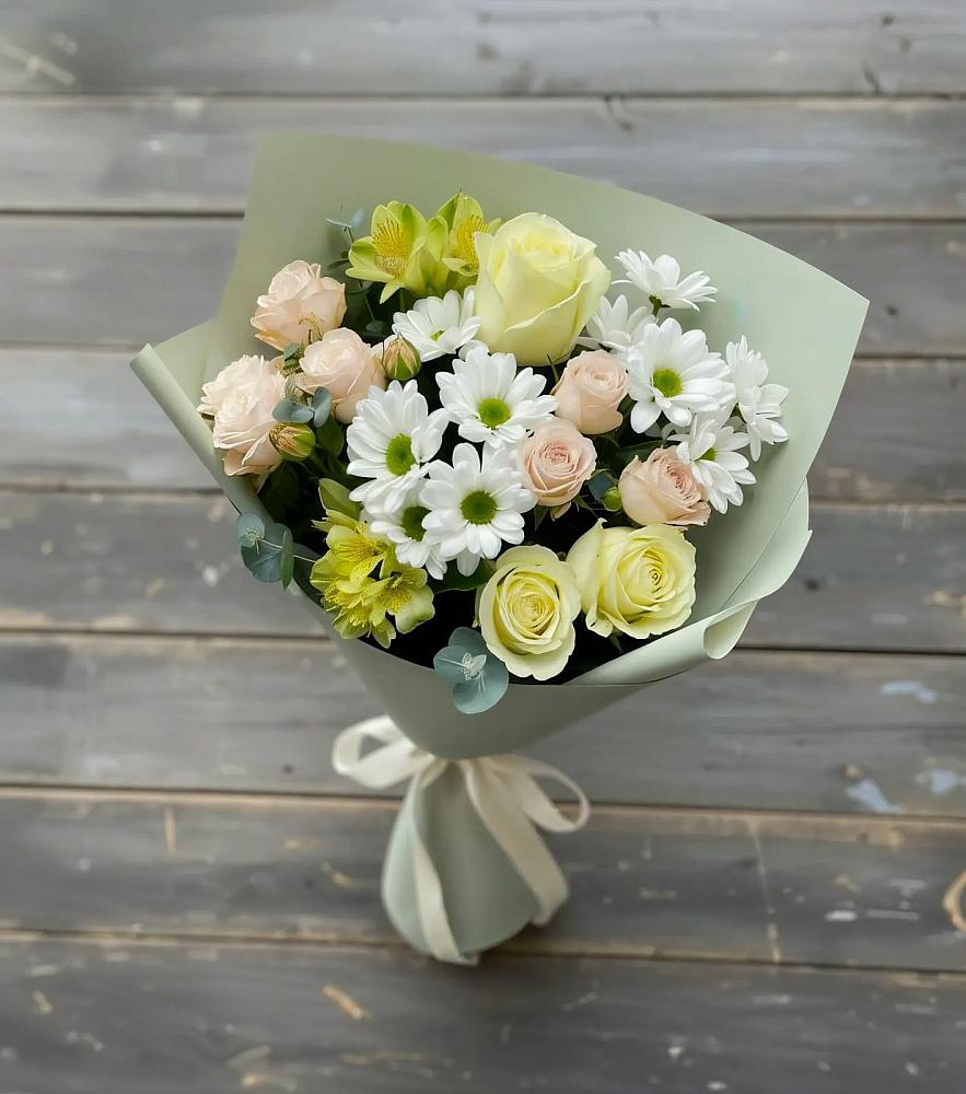 Букет цветов из: Альстромерии, Розы и Хризантемы в Григорьевской