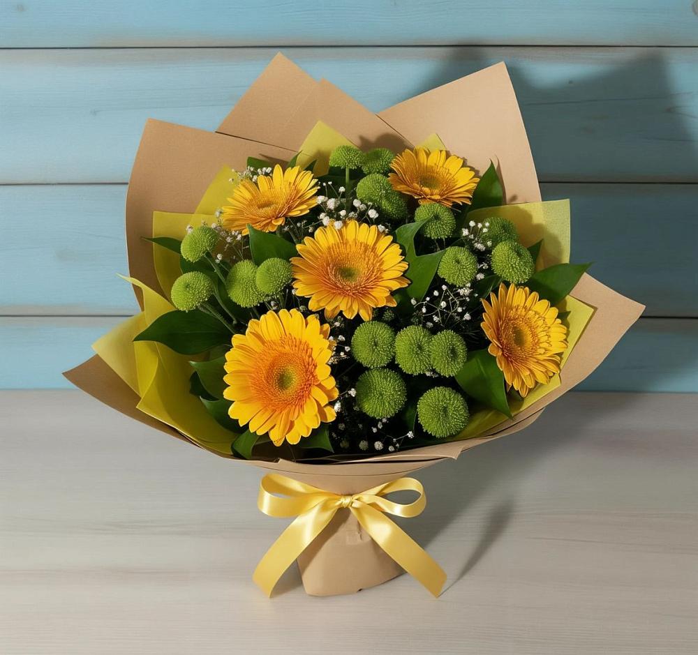 Букет цветов из: Герберы и Хризантемы в Григорьевской