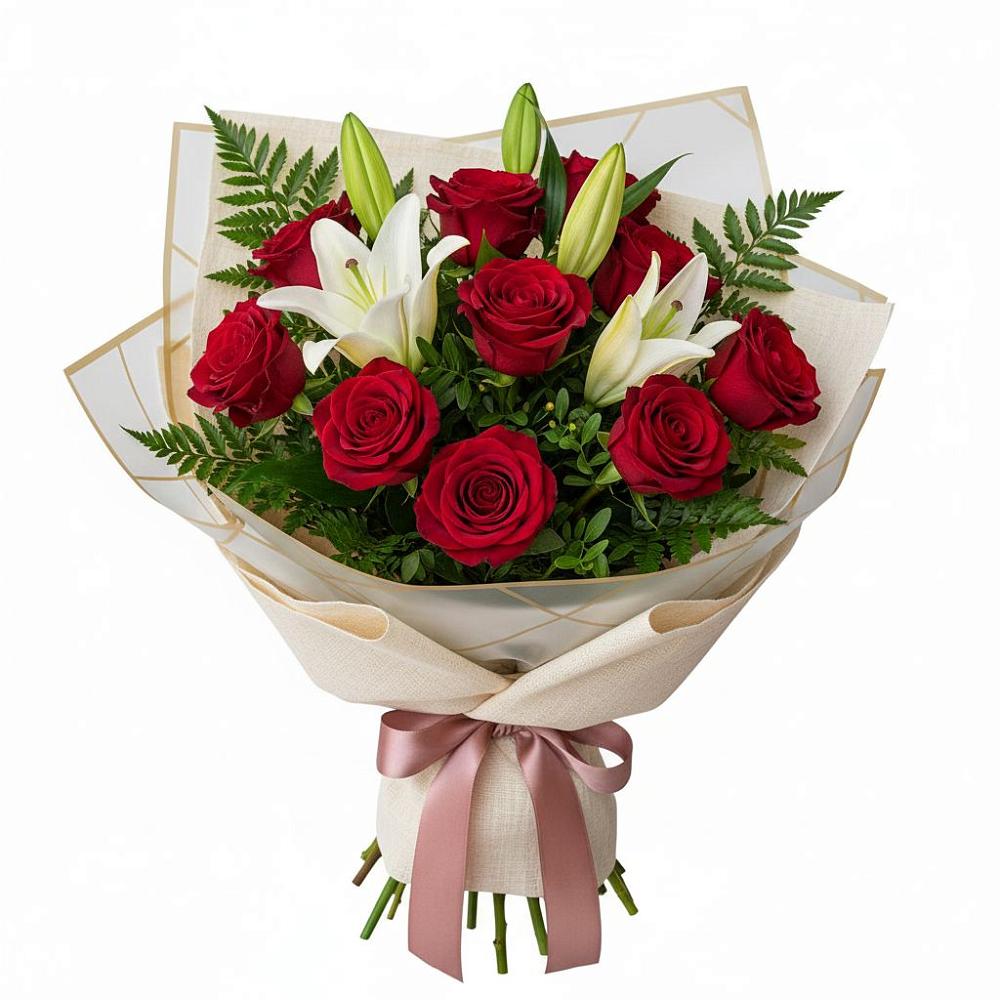 Букет цветов из: Лилии и Розы в Григорьевской