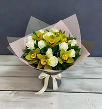 Букет цветов из:  Орхидеи и Розы в Григорьевской