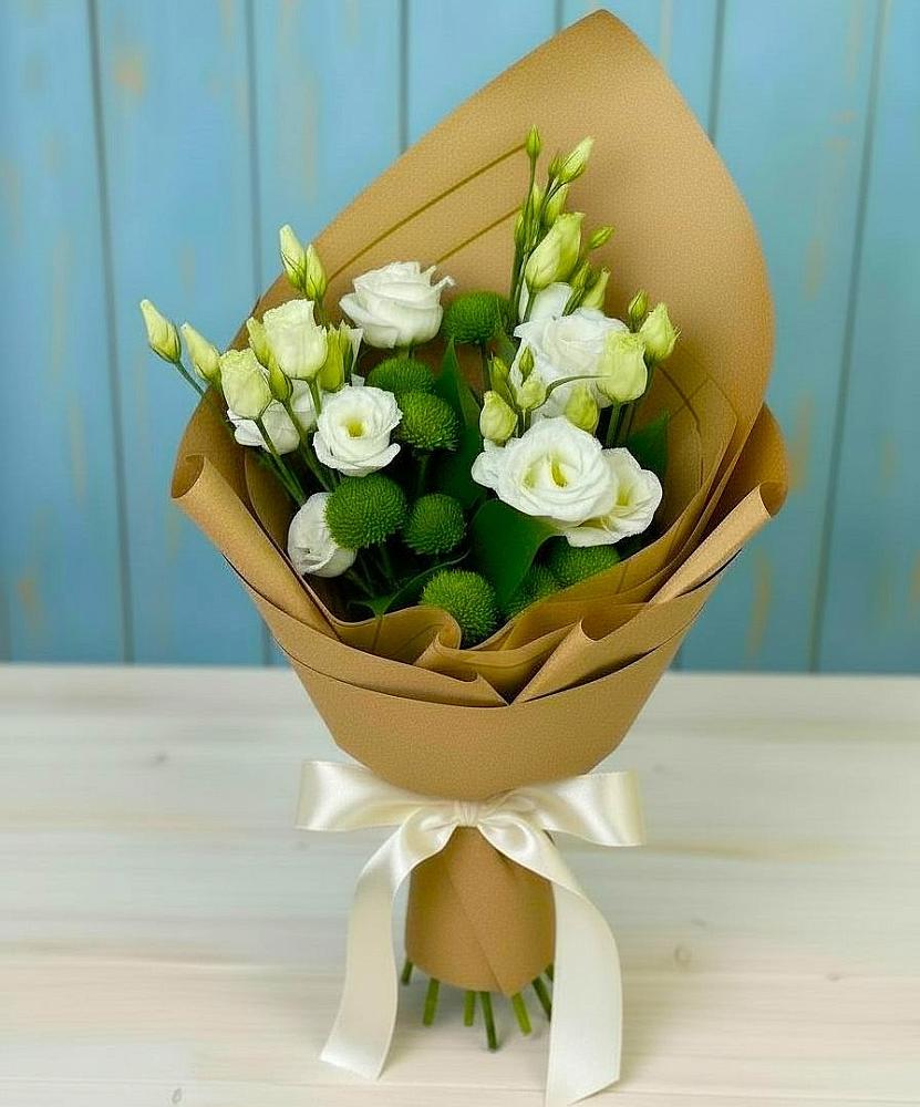 Букет цветов из: Хризантемы и Лизиантусы в Григорьевской