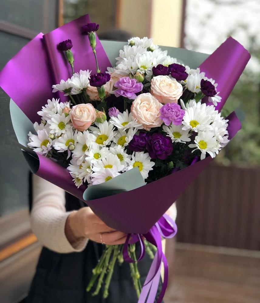 Букет цветов из: Хризантемы, Гвоздики и Розы в Григорьевской