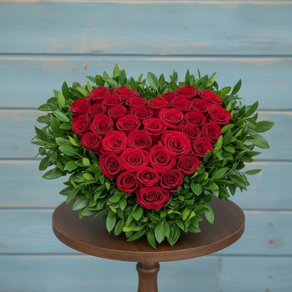 Цветочная композиция из Розы в виде сердца в Григорьевской