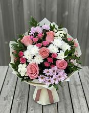 Букет цветов из:  Альстромерии, Гвоздики, Розы и Хризантемы в Григорьевской