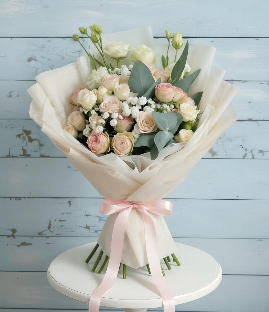 Букет цветов из: Розы и Лизиантусы в Григорьевской