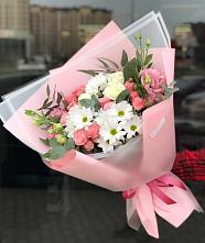Букет цветов из:  Розы, Лизиантусы и Хризантемы в Григорьевской
