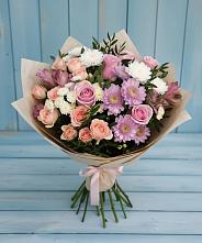 Букет цветов из:  Хризантемы, Розы и Альстромерии #REPLACE_PRED# Григорьевской