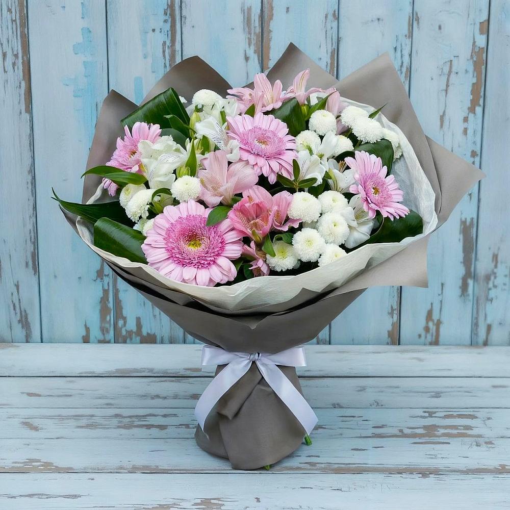 Букет цветов из: Герберы, Альстромерии и Хризантемы в Григорьевской